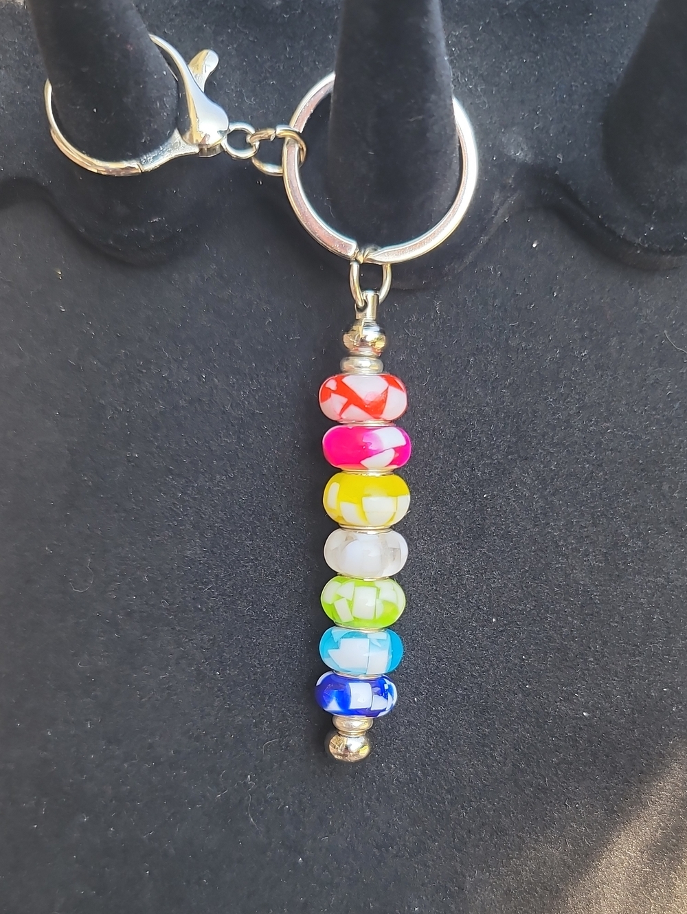 Colorful Stacked Bead Keychain - Rainbow